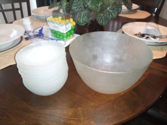 Solid Crystal Salad Bowl With Small Bowl's
