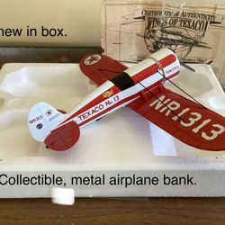 Texaco Metal Airplane Bank In original box.