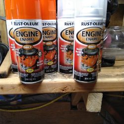 Three Cans Rust-Oleum Chevy Orange Engine Enamel And Three Cans Rust-Oleum Clear
