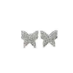 10k White Gold Diamond Butterfly Stud Earrings 0.23 ctw