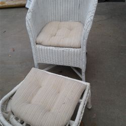 Wicker chair and ottoman