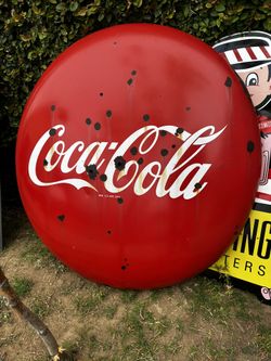 Coke Metal Porcelain Button Sign 36"