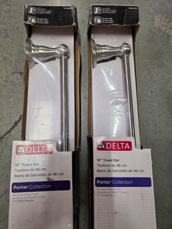 $28 for Both, Lot of (2) DELTA bathroom Towel Bar, Rack, Holders.