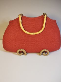 Vintage Red Woven Handbag
