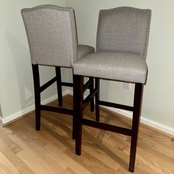 Grey upholstered bar stools