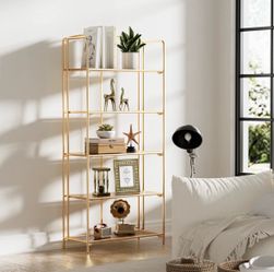 5-Tier Gold Bookshelf / Display Shelf – Modern Glam Storage Rack