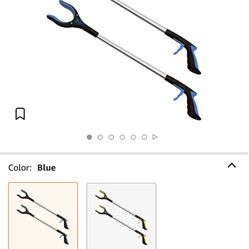 2-Pack 32 Inch Extra Long Grabber Reacher with Rotating Jaw - Mobility Aid Reaching Assist Tool (Blue