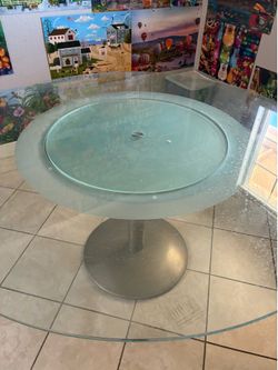Glass Dining Table with Lazy Susan