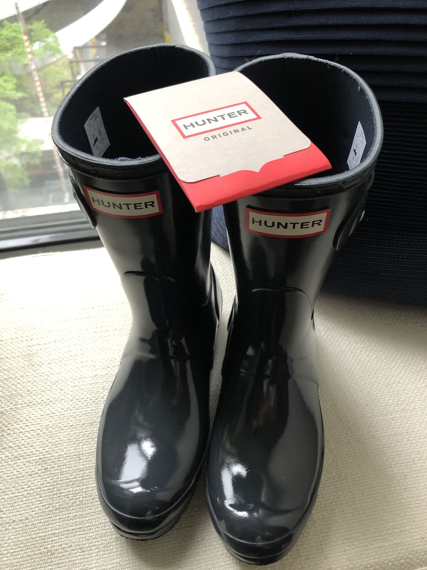 Gray hunter rain boots