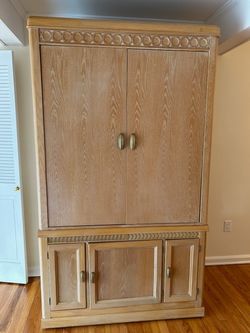 Tall TV/ Armoire Cabinet in Bleached ASHWOOD 48"Wx81"Hx25"D