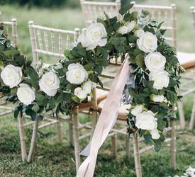 4 count | White Rose Floral Vine Artificial Vine Wedding Dining Table Party Decor ~ New