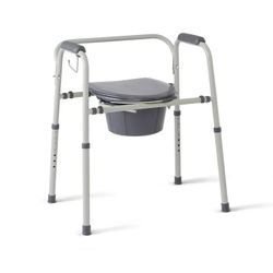 New Medline 3-in-1 Steel Adjustable Bedside Commode w/ Microban Protection, Portable Bedside Toilet, 350 lb. Weight Capacity
