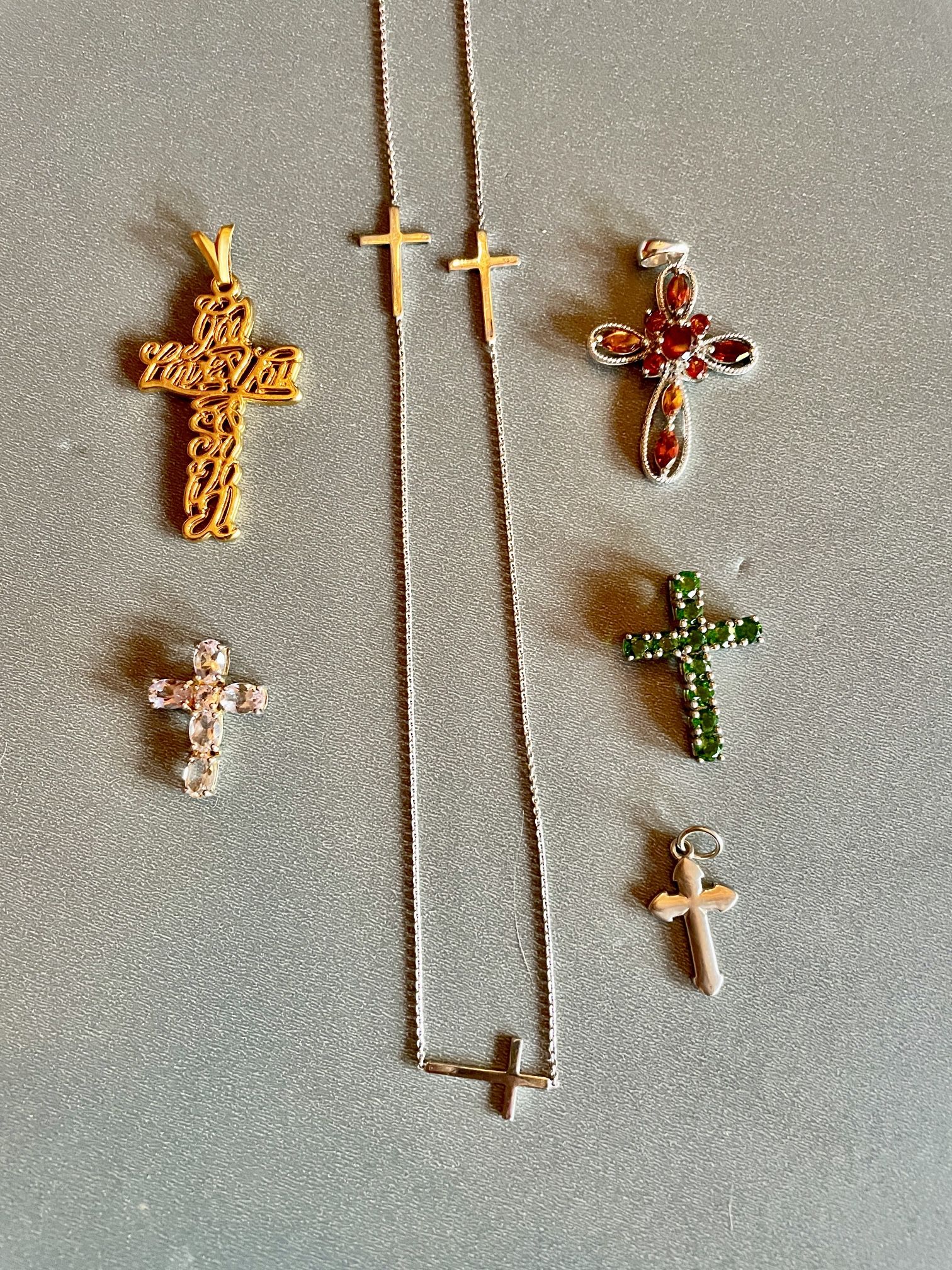 5 Cross Pendants & A Multi-cross Necklace