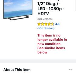 50 In. Tv (NonSmartTv) W/FreeExtras