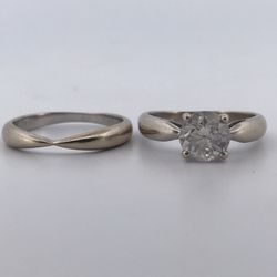 14k White gold 1.50ct diamond ring sets size 5.75