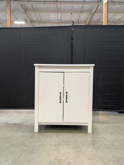 Versatile Off-White Wooden Storage Cabinet with Two Doors