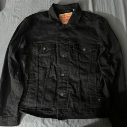LEVIS BLACK DENIM JACKET MEN SMALL