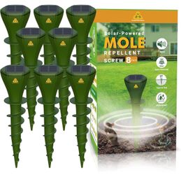 Mole Repellent for Lawns Gopher Screw Repeller Solar Powered Outdoor Groundhog Deterrent Vibration Stakes - Quiet Get Rid of Snake Vole Armadillo - No