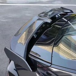 New In Box Universal Carbon Fiber Pattern Spoiler Rear Trunk Wing Down Force No Drilling Required GT Style 