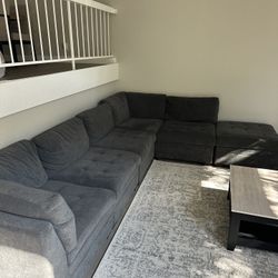 Dark Grey Couch 144” X 72” With Ottoman