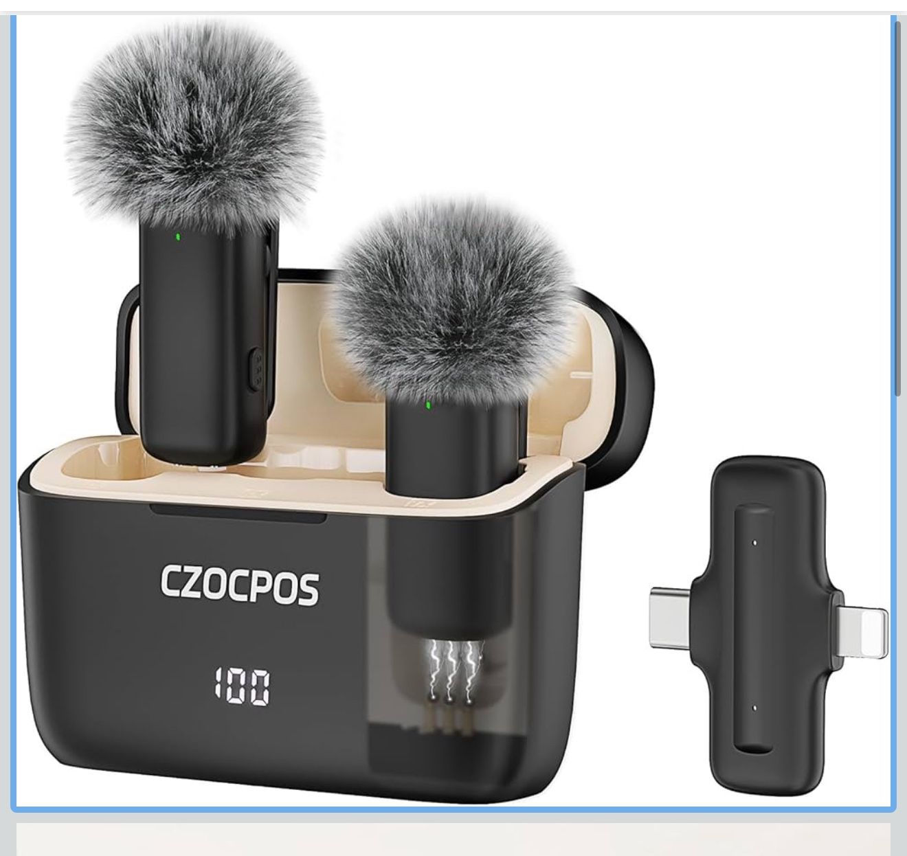 Wireless Lavalier Microphone for iPhone iPad Android with Charging Case,Lapel Mic with Noise Reduction,36H Battery Life, 135ft Range, Mini Microphone