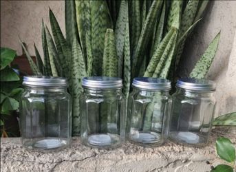 Elegant 4-Pack 16 oz Clear Glass Mason Jars with Silver Lids for Food Storage