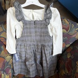 OshKosh B'gosh Toddler Girls' Plaid Skirtall Set, 4T  - Gray/White