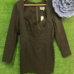 Anthropologie Black Long Sleeve Dress Size 14 NWT Brand New