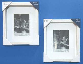 2 Mikasa Home Accents 10x12 Wall Frames for 5x7 Picture, White Wood Grain, New