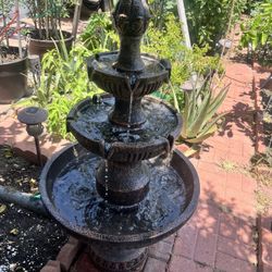 Outdoor Water Fountain Tuscan Garden Dark Stone Finish Traditional Tiered Fountain