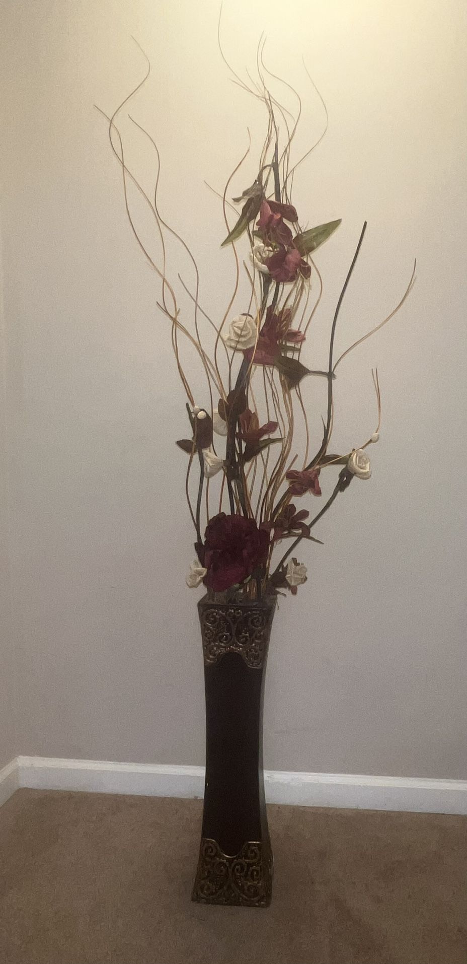 Artificial Tall Flowers In Ceramic Vase