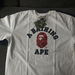 red and white bape t shirt