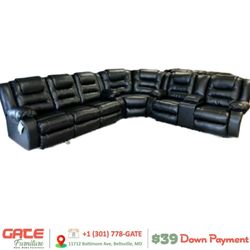 VACHERIE BLACK RECLINING SECTIONAL
