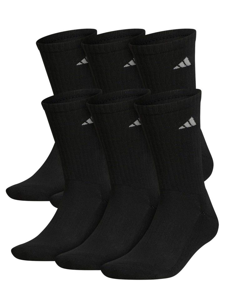 adidas mens Athletic Cushioned Crew Socks With Arch Compression for a Secure Fit (6-pair) Size Medium, NEW WITH TAG.
