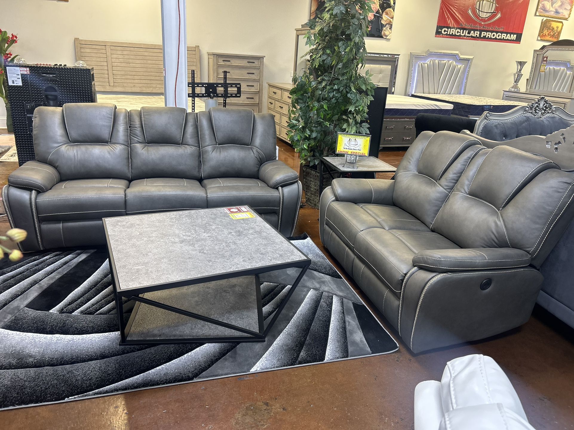 Fully Electric Reclining Sofa And Love Seat With USB ports