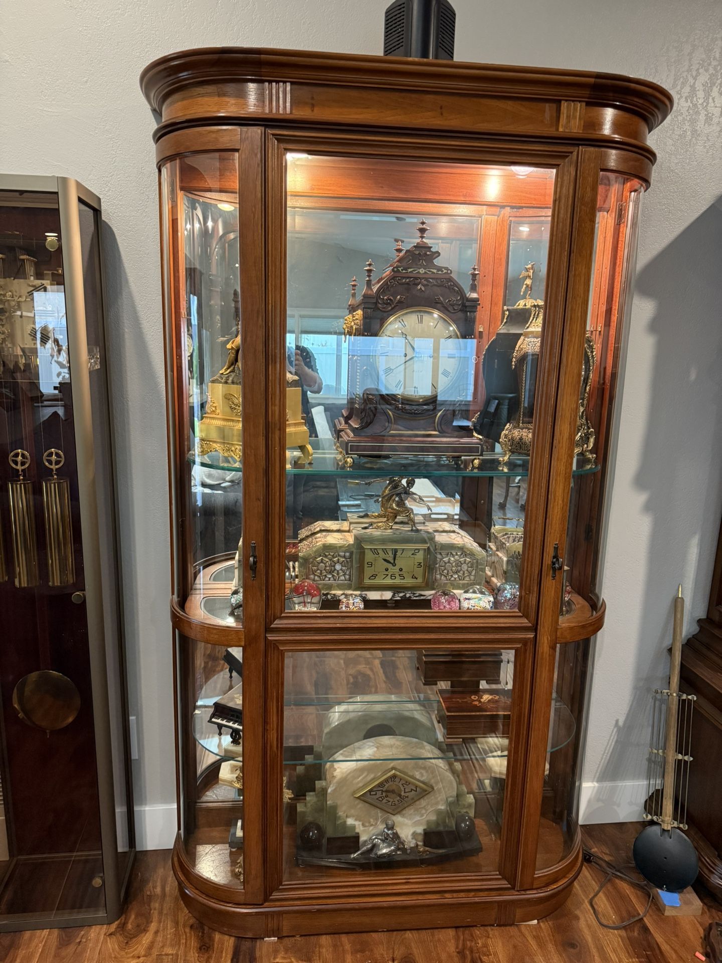 CURIO CABINET 80” BOW FRONT GLASS CORNER DOORS