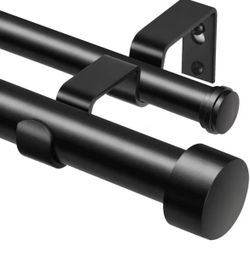 NEW 36–72” Black Double Curtain Rod – Heavy Duty Adjustable