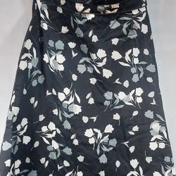 ROMY Black Floral Strapless Dress Size S Cotton Fit & Flare