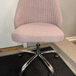 Brand New Pink/Chrome Fabric Height Adjustable Vanity/Office Chair