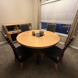 Dining Table, chairs, and hutch