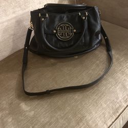 Tory Burch Black Pebbles Leather Tote