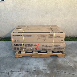 NEW Husky 46” 2-Drawer Adjustable Height Black Worktable w/Solid Wood Top