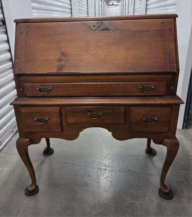 Vintage Link Taylor Pilgrim Pine Solid Wood Secretary Desk
