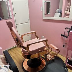 Pink barber chair