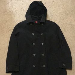 8P Raincoat Trench Coat Black W Hood