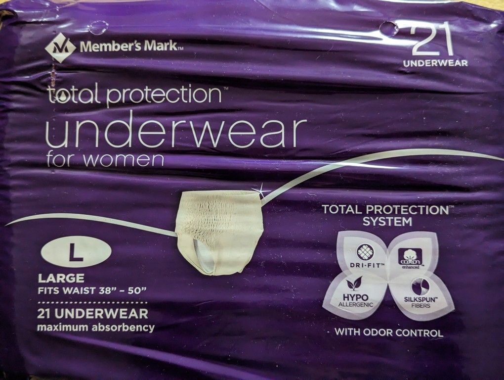 2 Ladies Size L Disposable Briefs Pkgs