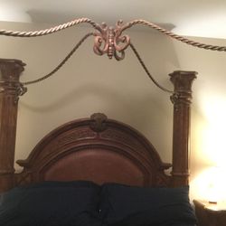 Beautiful complete bedroom Set by Aico Michael Amini including 1 King bed, 1 dresser with lighted glass top Stand ,1 Amour and 2 nightstands 