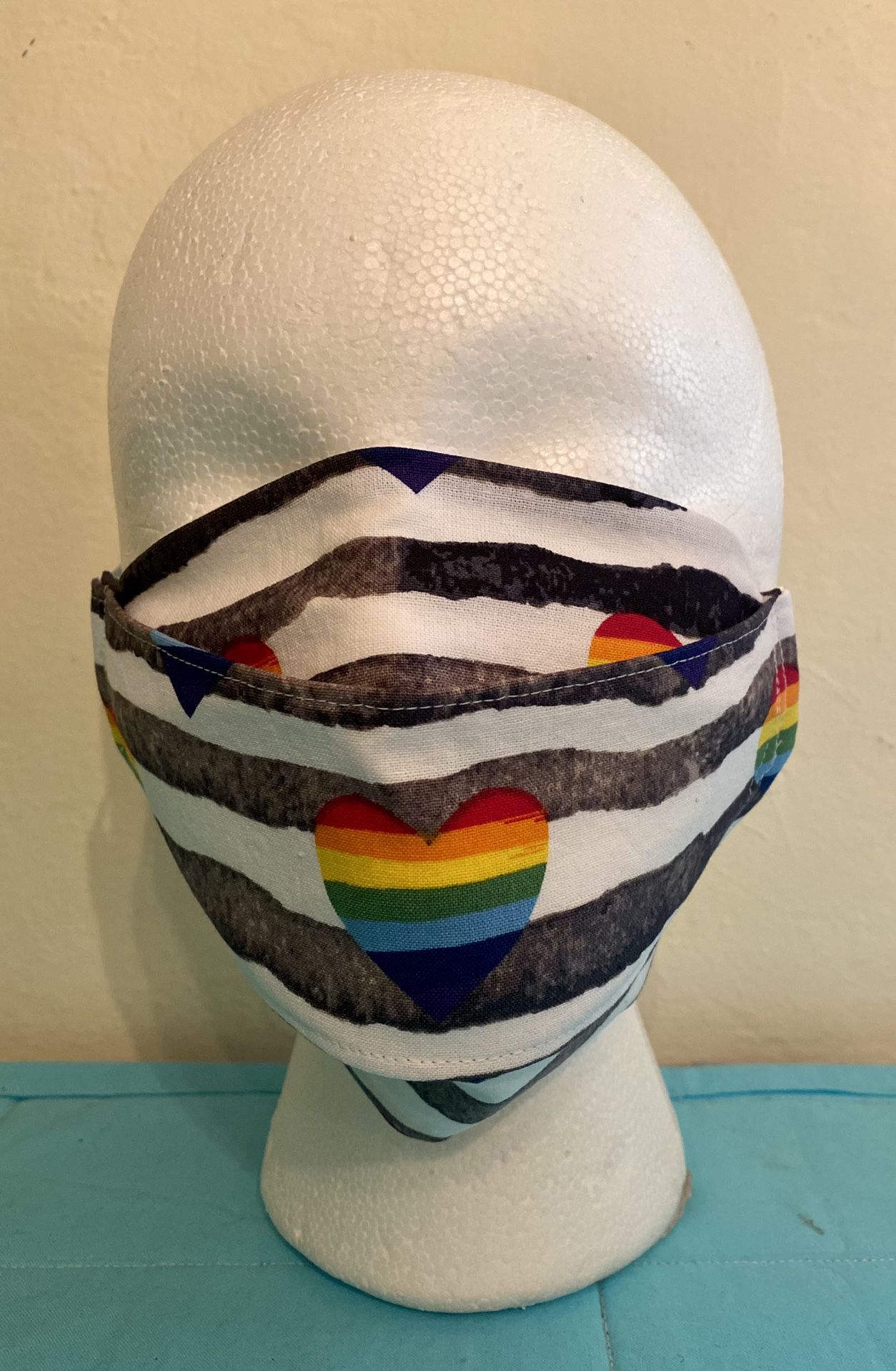 Rainbow Heart Medium 3D Face Mask 