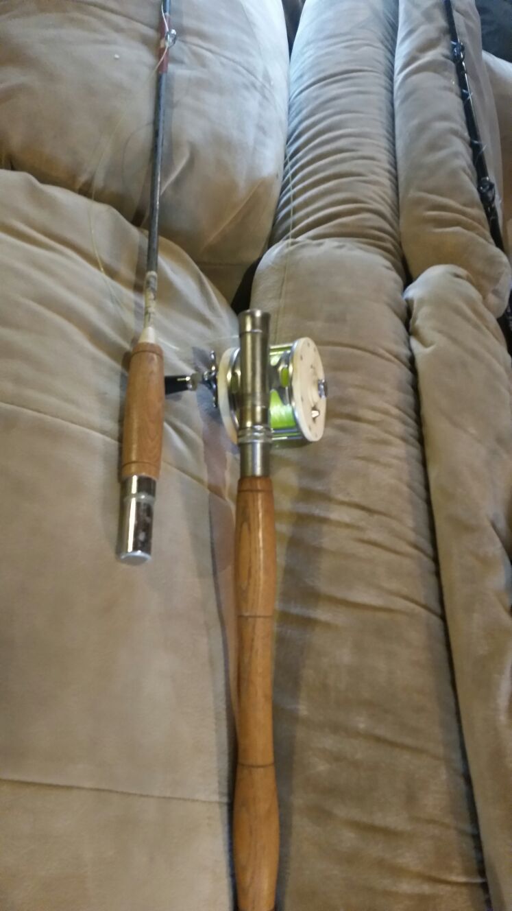 Trolling rod reel combo Garcia Mitchell nice stainless steel 2 piece handle good for kayak trolling