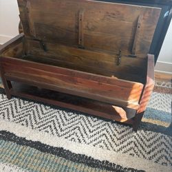 Solid Wood Storage Bench 